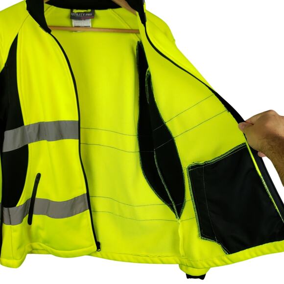 Utility Pro Women's UHV668 Hi-Vis Full-Zip Soft Shell Jacket Sz XL Yellow Black - Picture 8 of 15